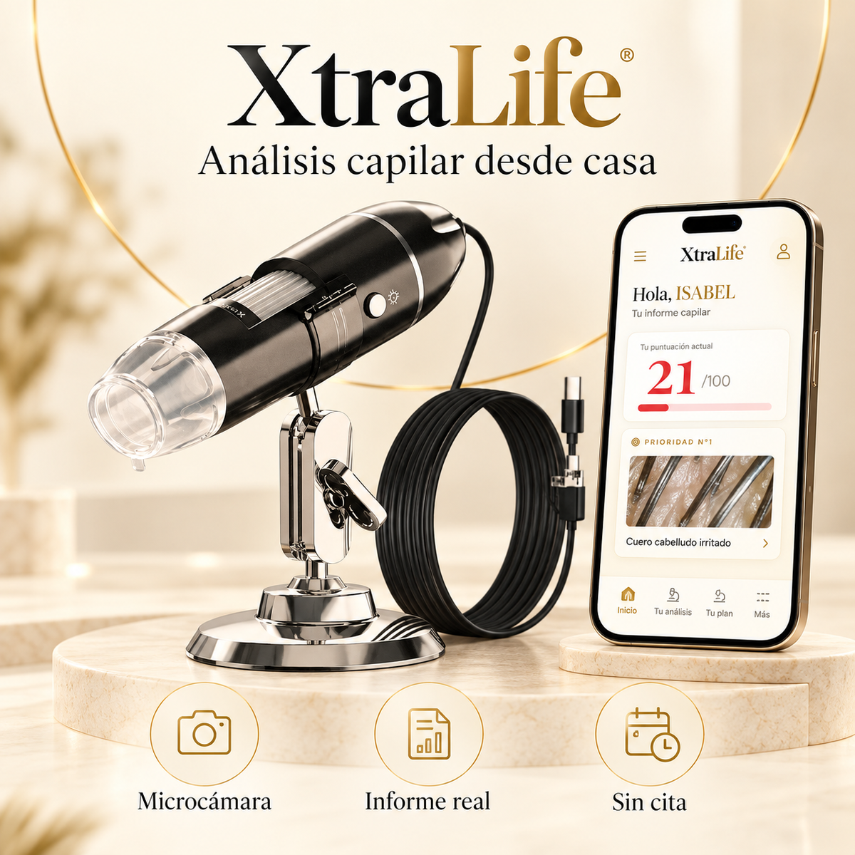 Test Capilar XtraLife — Análisis profesional desde casa con microcámara