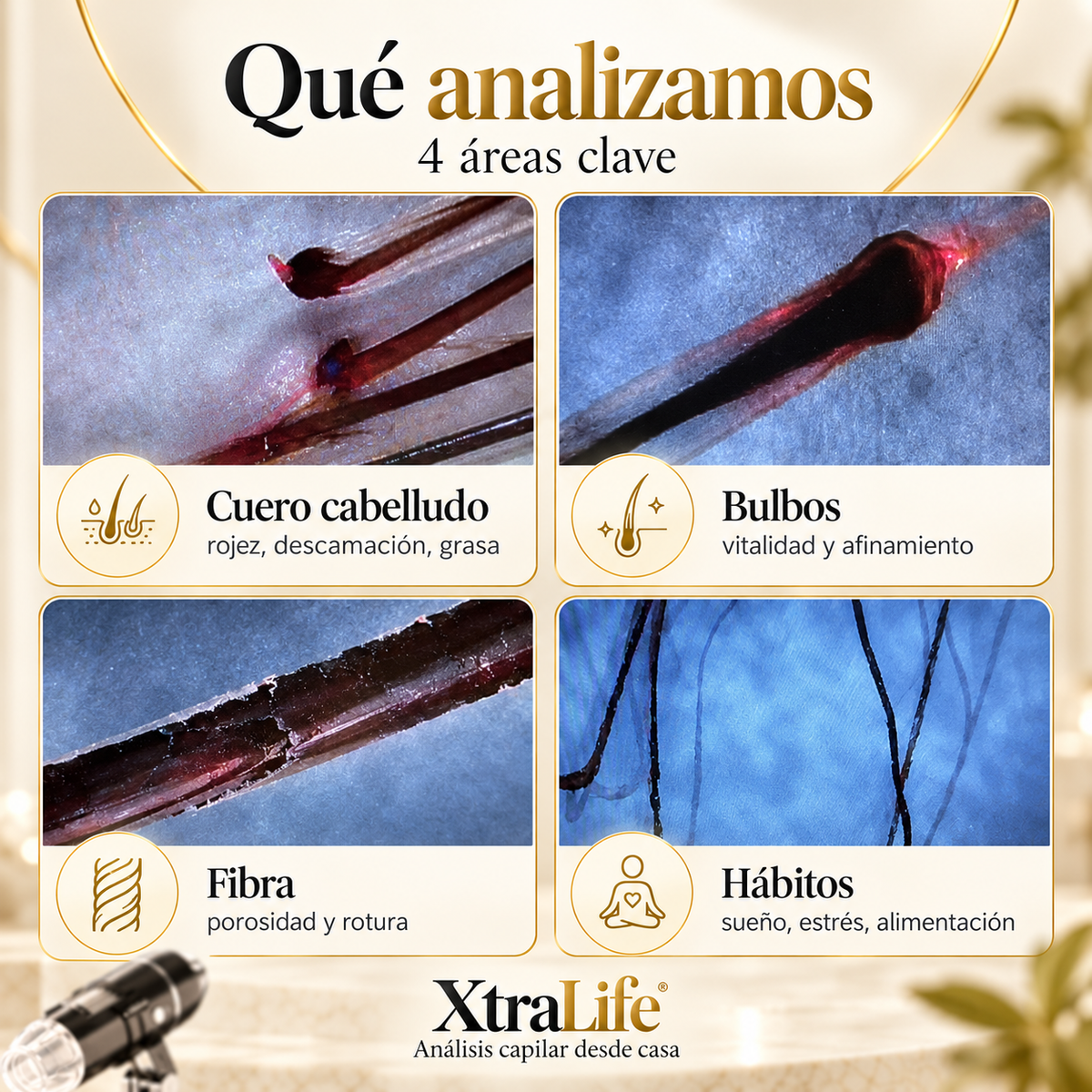 Test Capilar XtraLife — Análisis profesional desde casa con microcámara