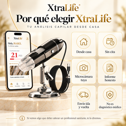 Test Capilar XtraLife — Análisis profesional desde casa con microcámara