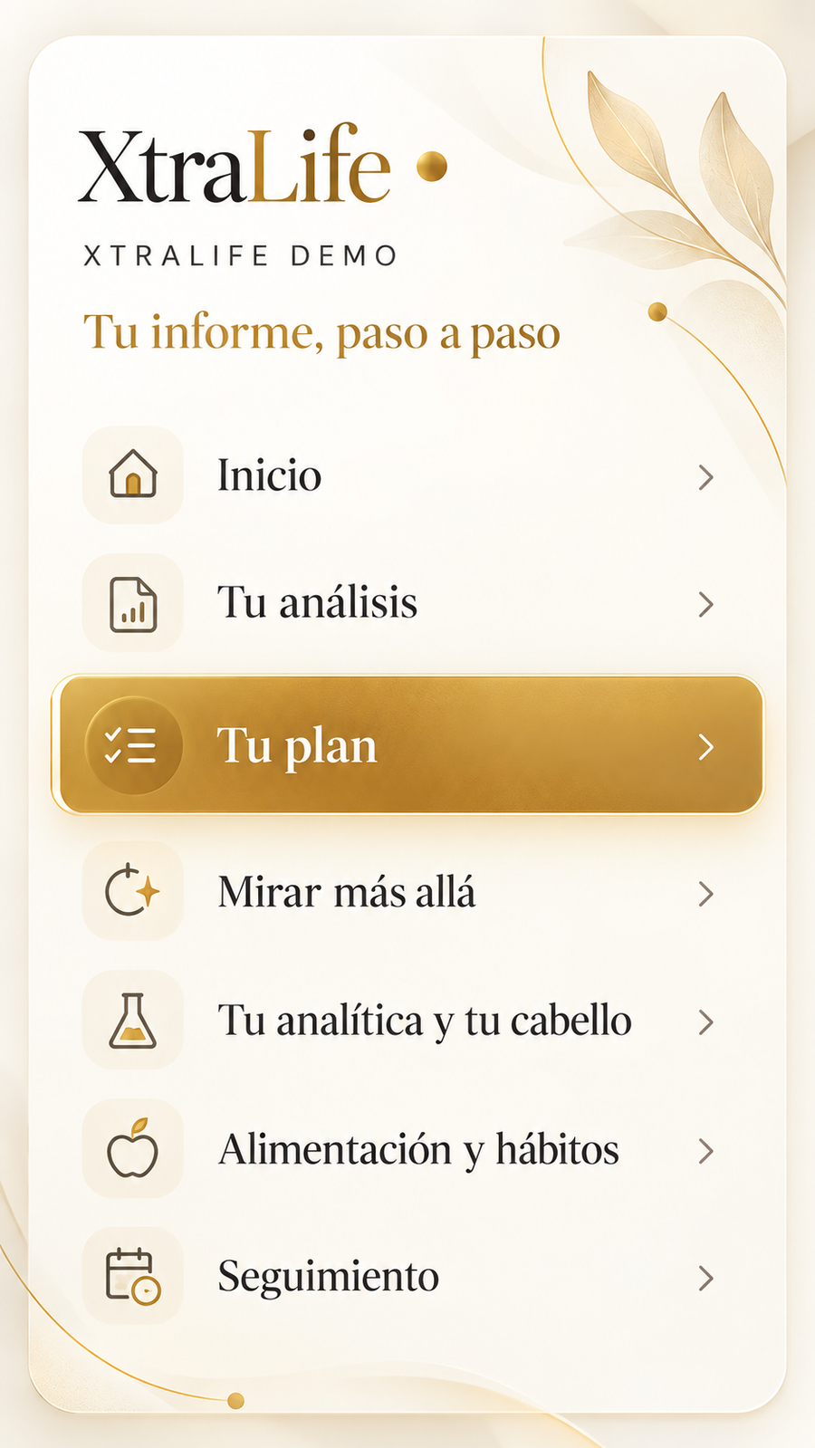 Vista del informe XtraLife en un teléfono móvil